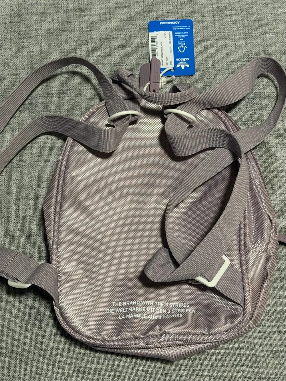 adidas Mini Backpack in Dusty Lavender with White Logo - Picture 2 of 4
